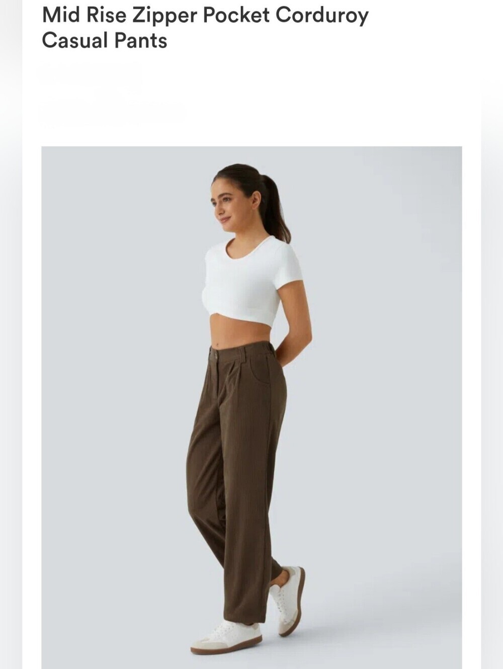 Halara Mid Rise Brown Corduroy Wide-Leg Casual Pants 1X Office Business - Picture 1 of 6